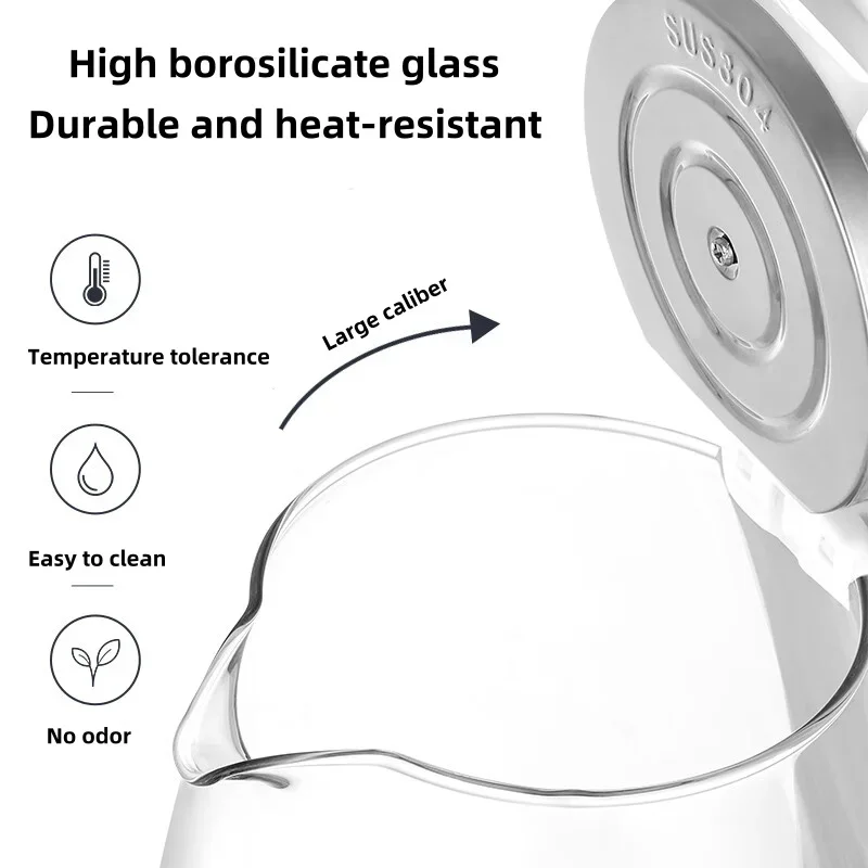 220V Large Capacity Electric Kettle Fast Boiling 304 Stainless Steel Water Kettle with Auto Shut-Off Ideal for Home 2L White 6