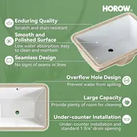 Undermount Bathroom Sink Rectangle, 20 x 15 Inch Rectangular Vessel Sink with Overflow, Ceramic Under Counter Sink for Bathroom 1