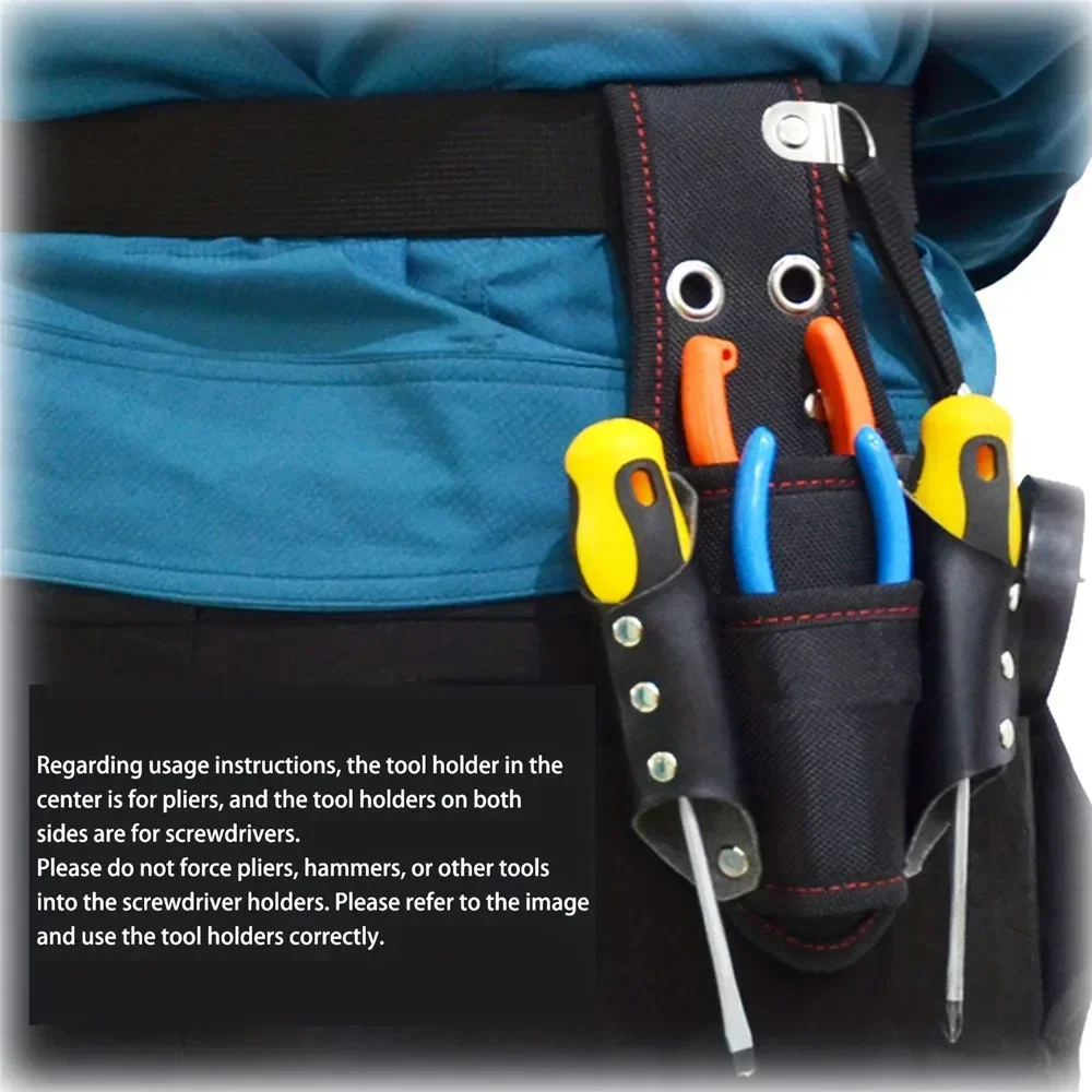 

Electrician Tool Bag Insertion Pliers with Two Levels of Pliers Holders Two Slots for Screwdrivers D-ring Hanging Hook Hole Tool