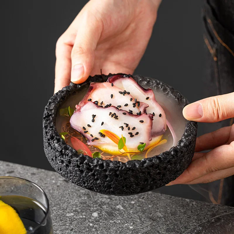 Featured Planet Bowl Separator Cooking Dry Ice Creative Tableware Imitation Flint Meteorite Ball Plate Round Japanese Tableware