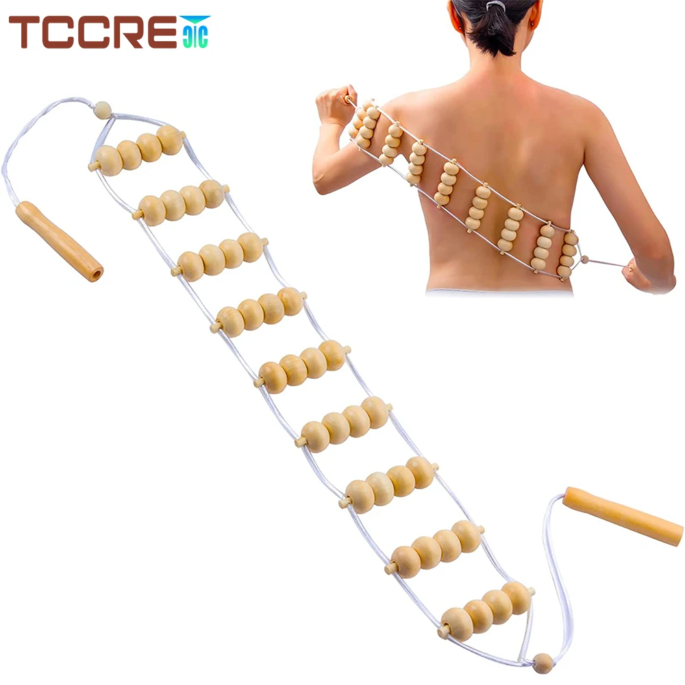 Wood Back Massage Roller Rope Full Body Massage Roller Rope Handmade Portable Rolling Massage Tool Wooden 2022 New Listing wooden handle and steel wheels rolling tool handles for double wooden windows installing household screen door hand spline rolle