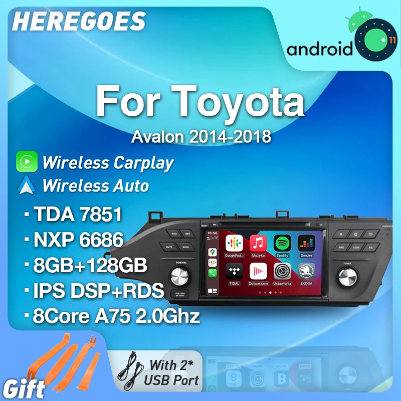 

Carplay 8" IPS DSP Android 11.0 Car DVD Player For Toyota Avalon 4 IV XX40 2012 - 2018 GPS Radio Stereo 128GB 1280*720 Bluetooth