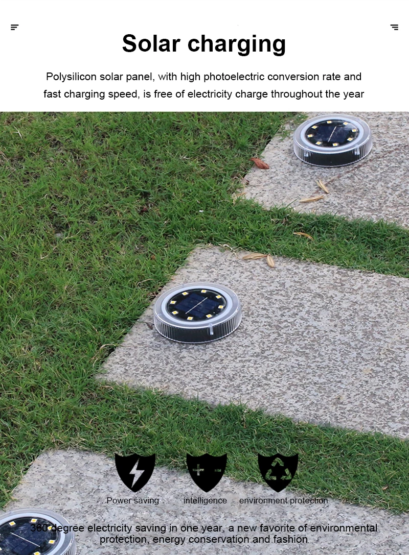 Garden Decoration Lamps Solar Power Disk Light Outdoor Garden Solar Underground Light