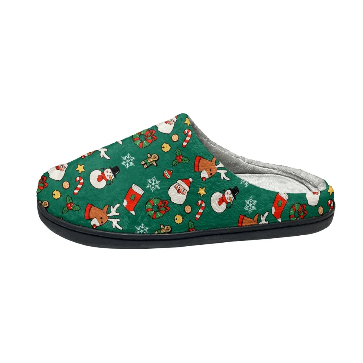 Christmas Gift Santa Elk Flower Bell Pattern Unisex Winter Cotton Slippers Lightweight Breathable Shoes Keep Warm Home Slippers