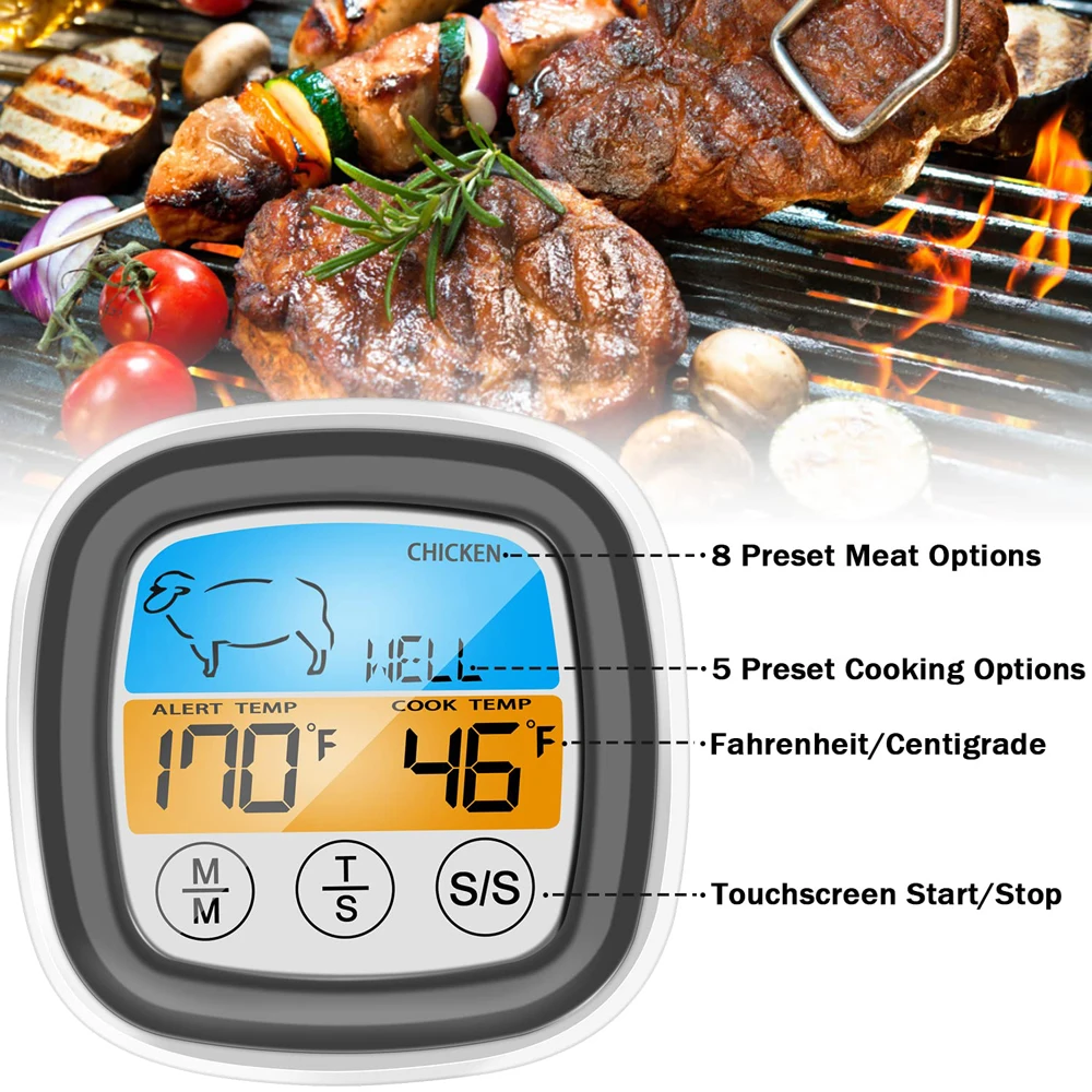 Stainless Steel Digital Kitchen Thermometer with Sensor Probe