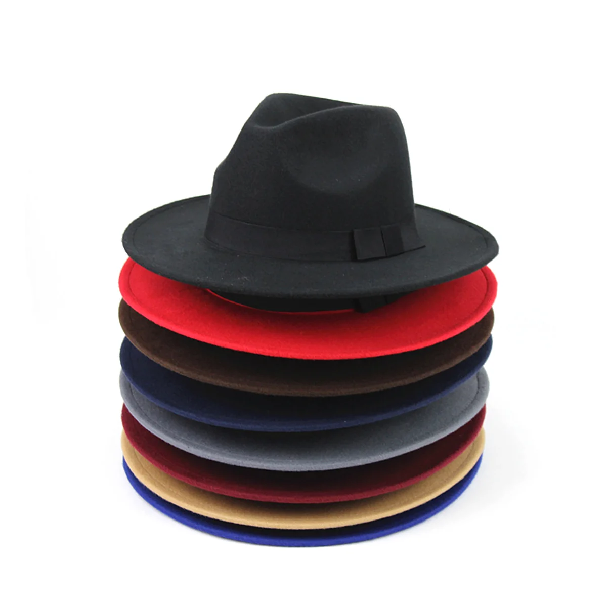 Classic Unisex Structured Wool Fedora Hat for Men and Women (Black) new navy with red bottom patchwork panama wool felt jazz fedora hats women men wide brim party cowboy trilby gambler hat