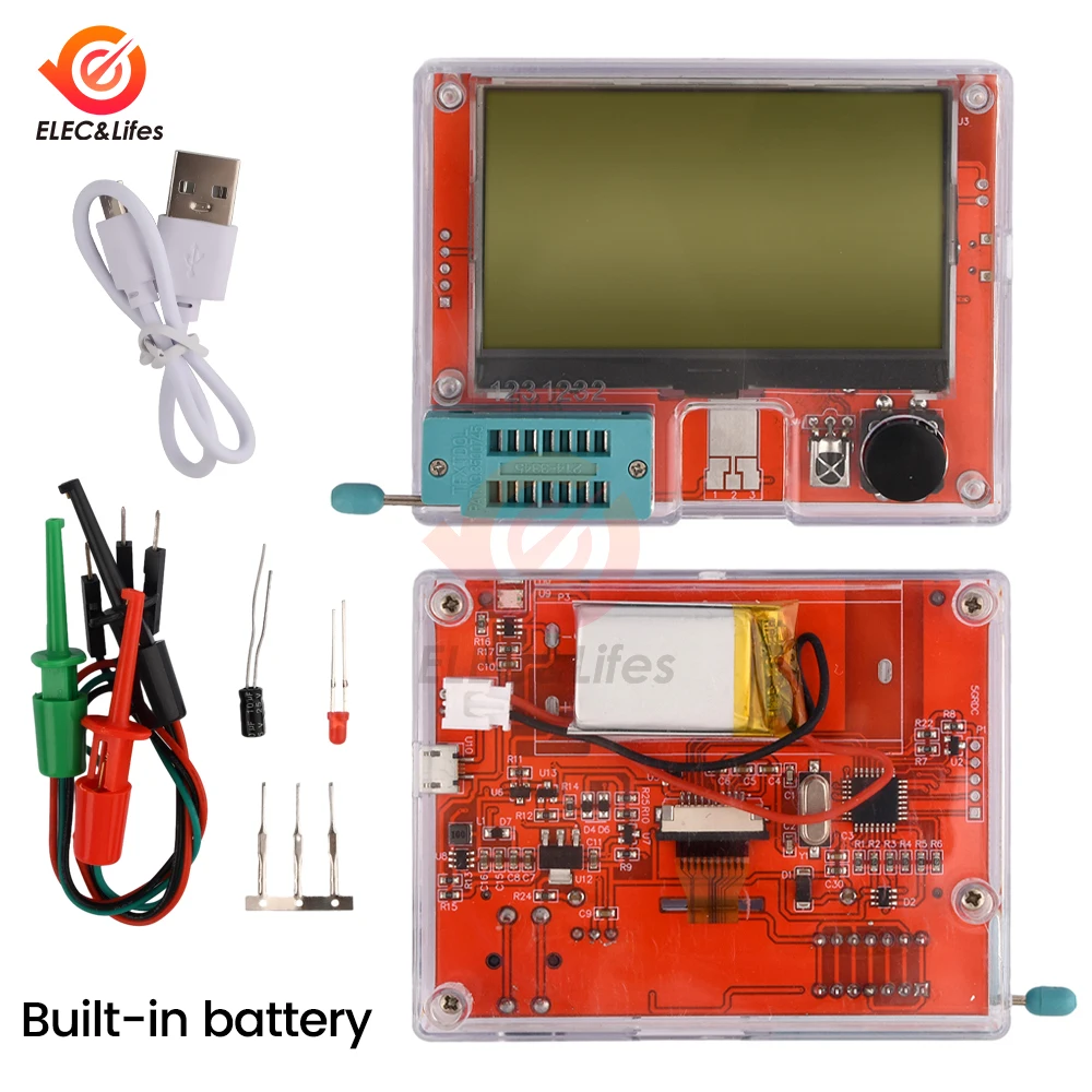 LCR-T10H Multifunctional Transistor Tester With Large Screen Graphic Display And 3.7V Lithium Battery For Diode Triode Capacitor 6