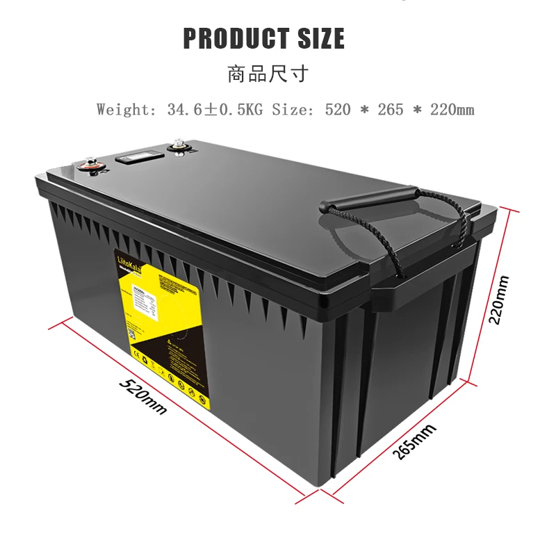 LiitoKala 48V 100Ah LiFePo4 Battery 24V 200Ah RV Energy Storage Rechargeable Battery Built in BMS for Power Lights Electrical