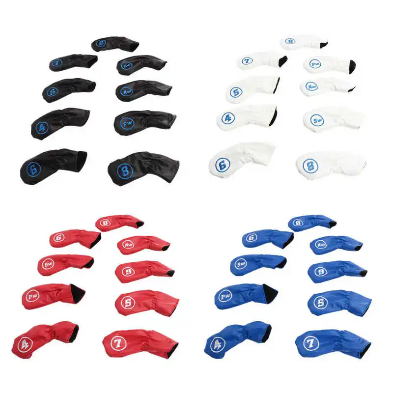 9pcs Golf Iron Head Covers PU Waterproof Golf Club Headcovers for Right