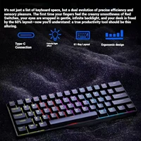 2026 new Mini 60% Gaming Keyboard, RGB Backlit 61 Key Ultra-Compact Keyboard,  Ergonomic Waterproof Mechanical Feeling Office - Image 3