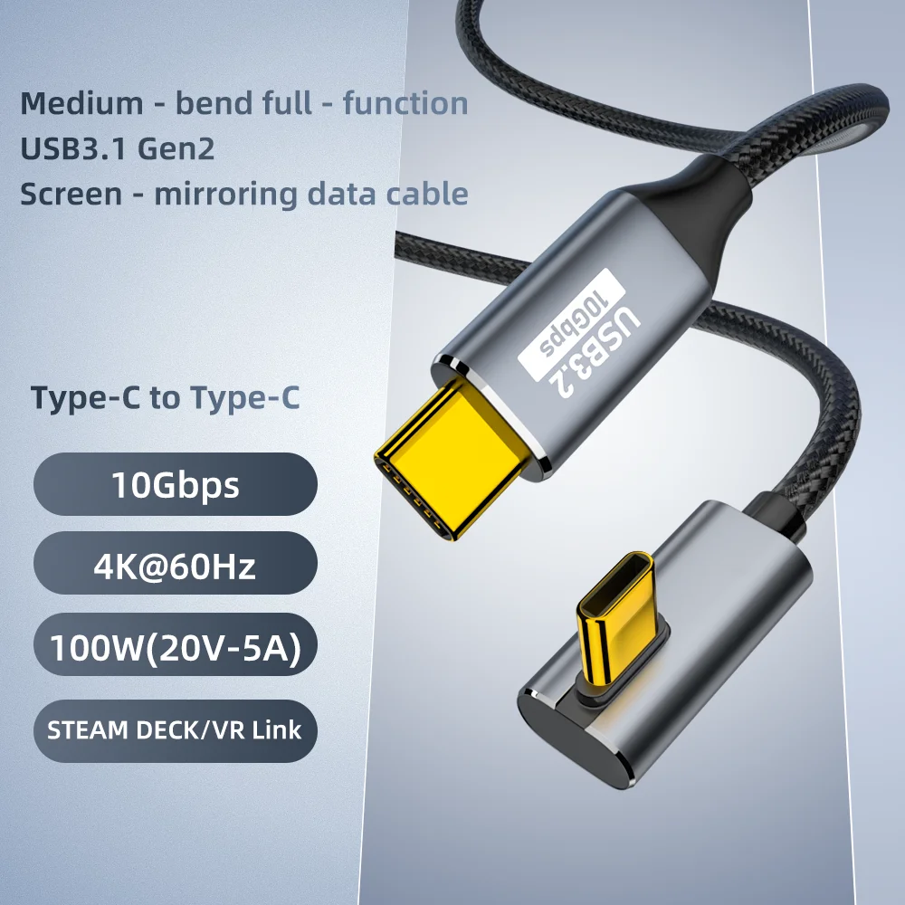 5A 100 واط USB C 3 Gen2 10Gbps كابل نوع C إلى C 4k...