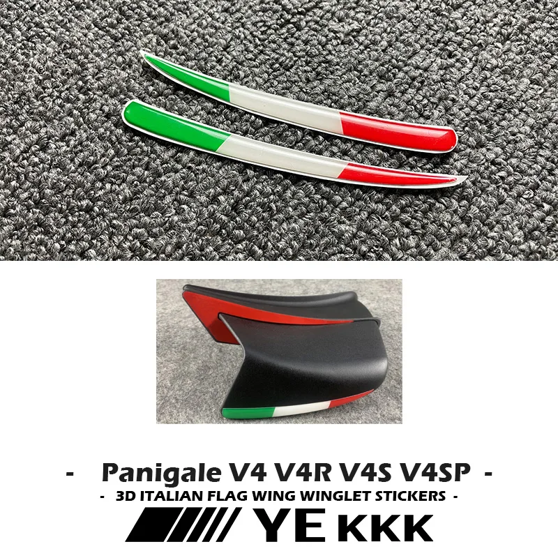 For Ducati Panigale V4 V4R V4S V4SP SBK Italy Tricolor Flag 3D Sticker Decals Aerodynamic Wing Sticker Red Overlay Sticker