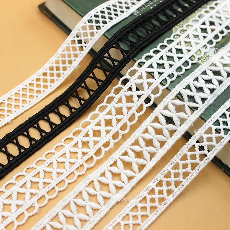 5Yards/Lot White Cotton Embroidered Hollow Fabric Lace Trim Ribbon Handmade DIY Sewing Supplies for Costume Hat Decoration lace fabric lace ribbon lace sewing supplies lace decoration lace accessories lace sewing accessories cotton ribbon