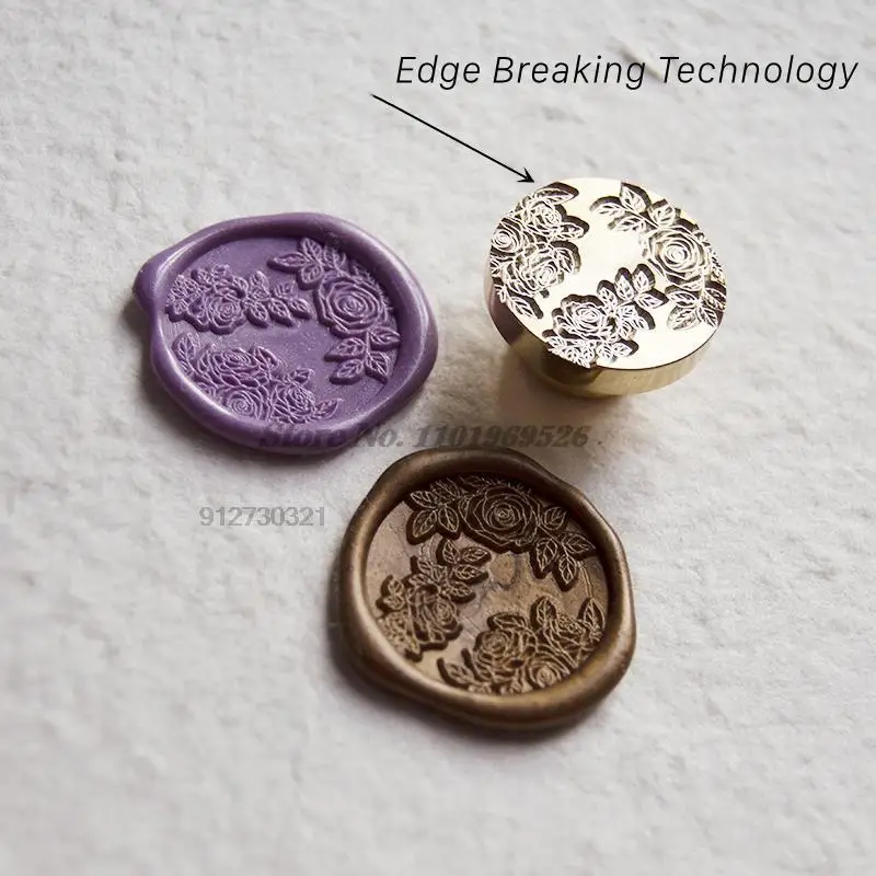 Rose Edge Breaking Wax Seal Stamp Retro Brass Decorative Envelopes Cards Wedding Invitations Gift Packaging Scrapbooking