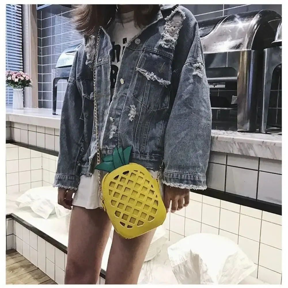 

Brand Design Fruit Bags Fashion Pineapple Female Messenger Bag PU Leather Chain Shoulder Bag