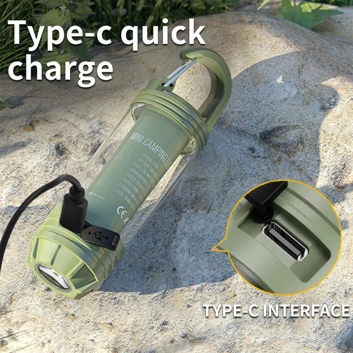 Multifunction Camping Flashlight with 6 Lighting Modes 1200mAh Battery Type-C Rechargeable IP65 Waterproof Tactical Camp Light led flashlight camping lamp camping lights