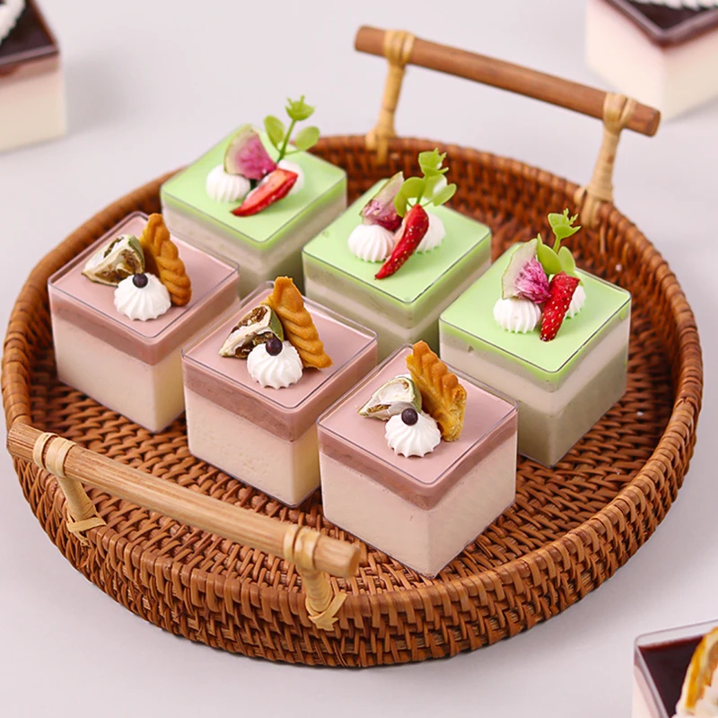 10Pcs Square Mini Plastic Dessert Cups Clear Plastic Parfait Appetizer Cup For Desserts Appetizers Ice Cream Cups