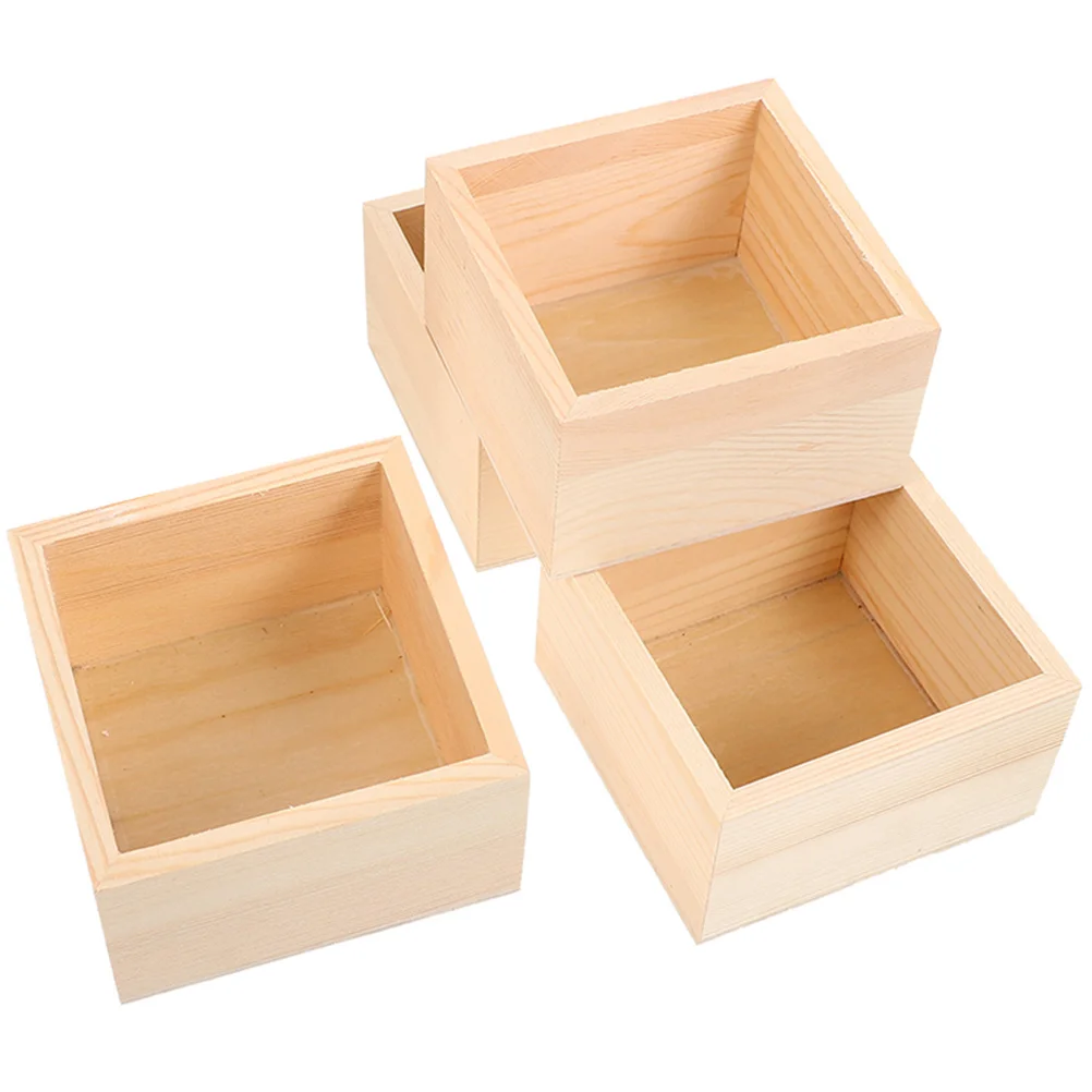 

Wooden Box Small Square Rustic Organizer Container Diy Crafts Collectibles Succulents Desktop Drawer Decor