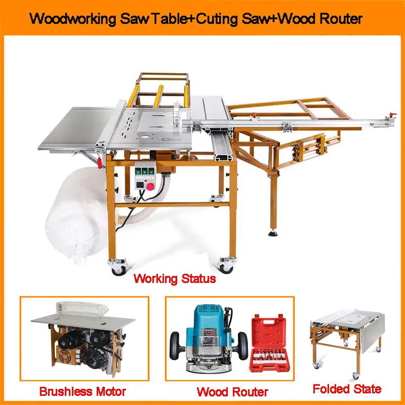 

New Rocker Arm Sliding Table Panel Saw 45-90 Degree Cutting Machine Multifunctional Folding Woodworking Panel Saw