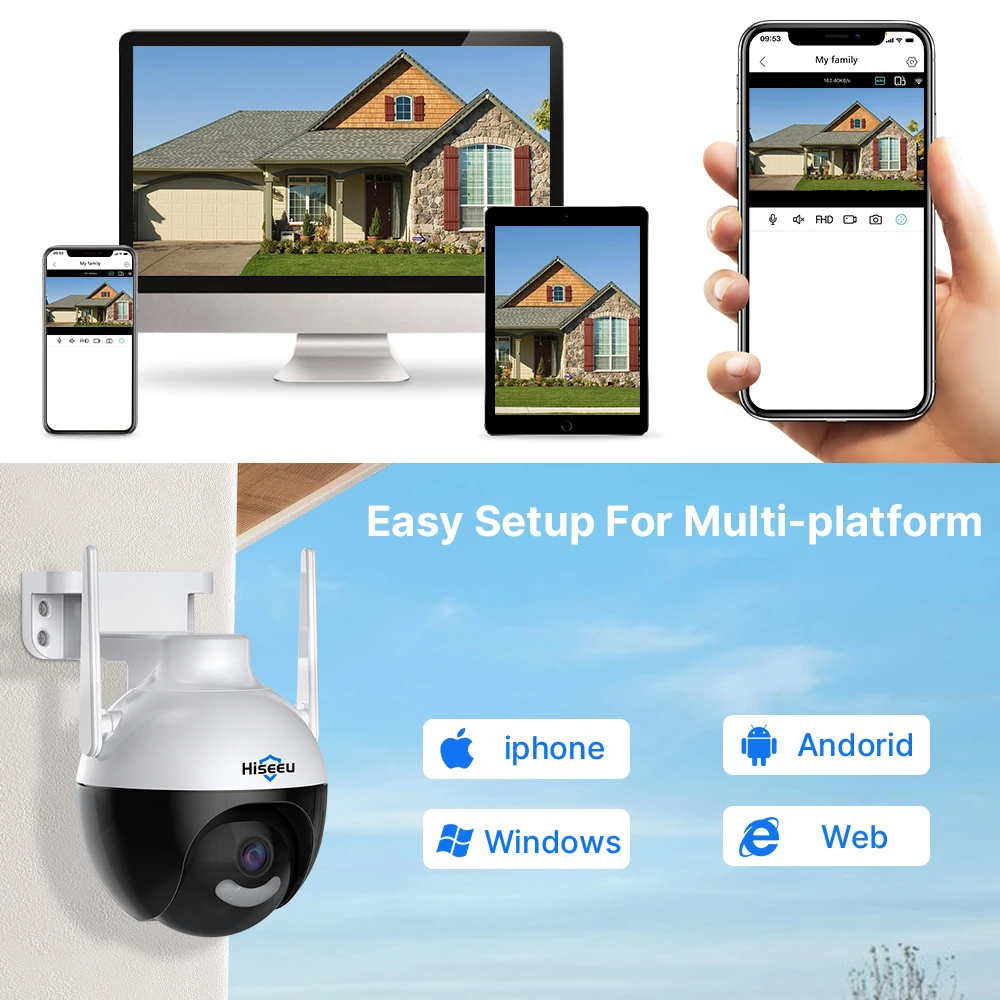 Hiseeu-cámara IP 4K de 8MP con Wifi, Zoom 5X, detección humana por Ia, ONVIF, inalámbrica, vigilancia al aire libre, CCTV, protección de seguridad, PTZ