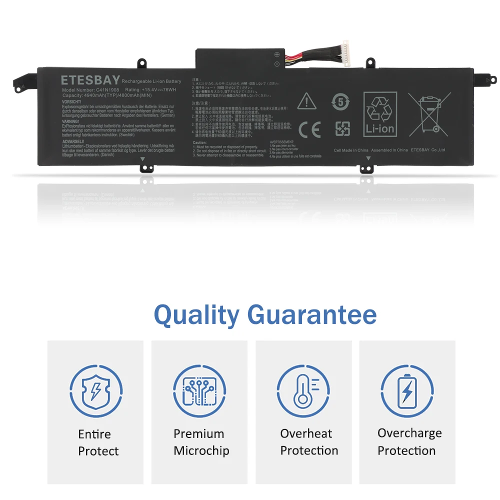 Etesbay-bateria do Portátil para Asus Rog Zephyrus G14 Ga401ii Ga401iv Ga401ih Ga401iu Series Notebook C41n1908 15.4v - Imagem 6