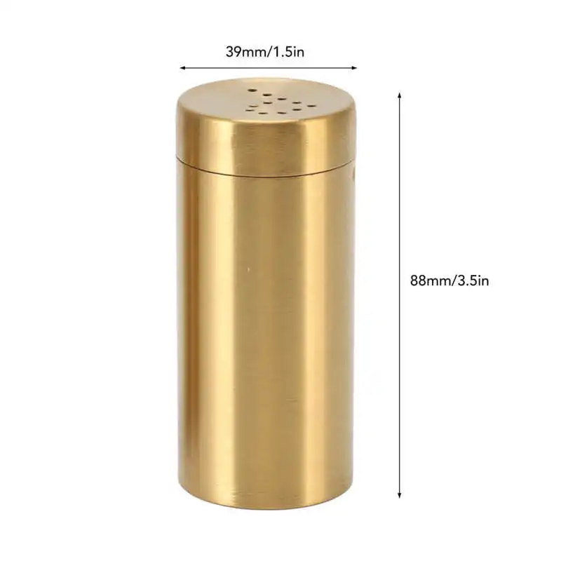 2Pcs Gold Spice Jar Stainless Steel Rustproof Screw Open Top Seasoning Shaker Bottle For Salt Sugar Pepper Paprika