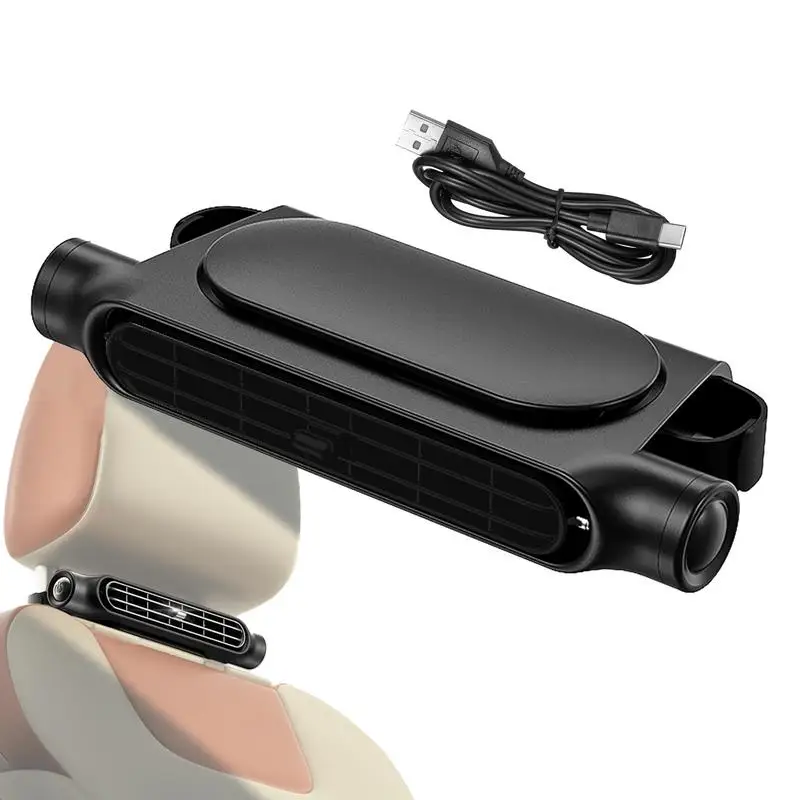 Car Backseat Cooling Fan Seat Fan Front Rear Seat Headrest Cooling Air Fan USB 3 Adjustable Wind Car Interior Decor Cooling Fan