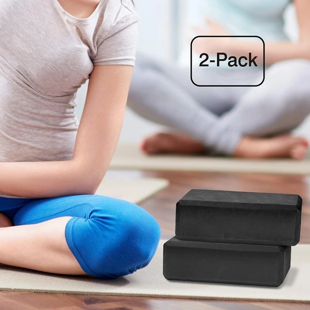 Yoga Blocks 2 Pack,23X15X7.6cm High Density EVA Foam Yoga Block Exercise Bricks,Eco Friendly & Lightweight,Black 2