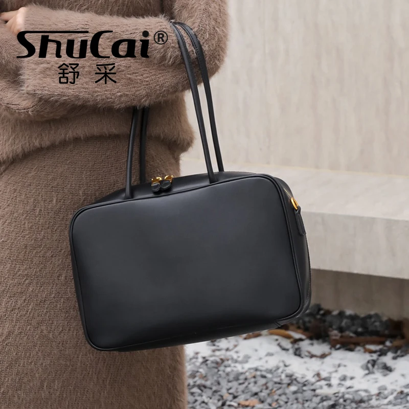 جلد طبيعي أزياء المرأة الكتف حقائب سوداء فاخرة Des...