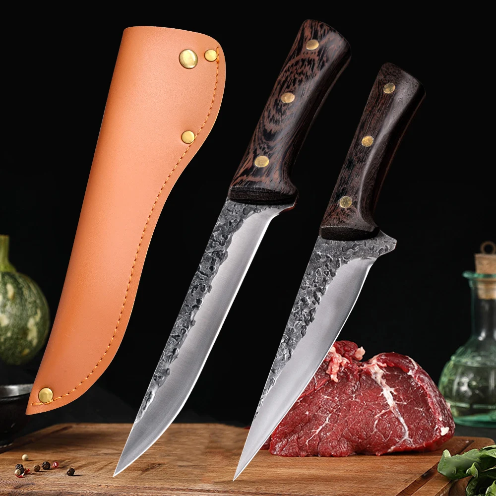 Forged Slaughter Boning Knife Meat Cleaver Butcher Fish Knife Kitchen Bone Meat Fish Sushi Knife Fruit Vegetables Cutting Tools