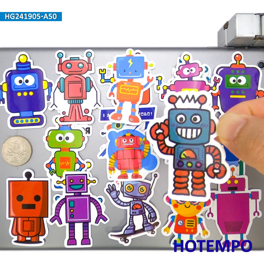 20/30/50 Stück, Niedlicher Cartoon-Stil, Lustige Roboter-Aufkleber, für Telefon, Scrapbook, Gepäck, Glas, Tasse, Fahrrad, Skateboard, Helm, Auto, Motorrad, Journal, Laptop-Aufkleber, Spielzeug – Detail 5