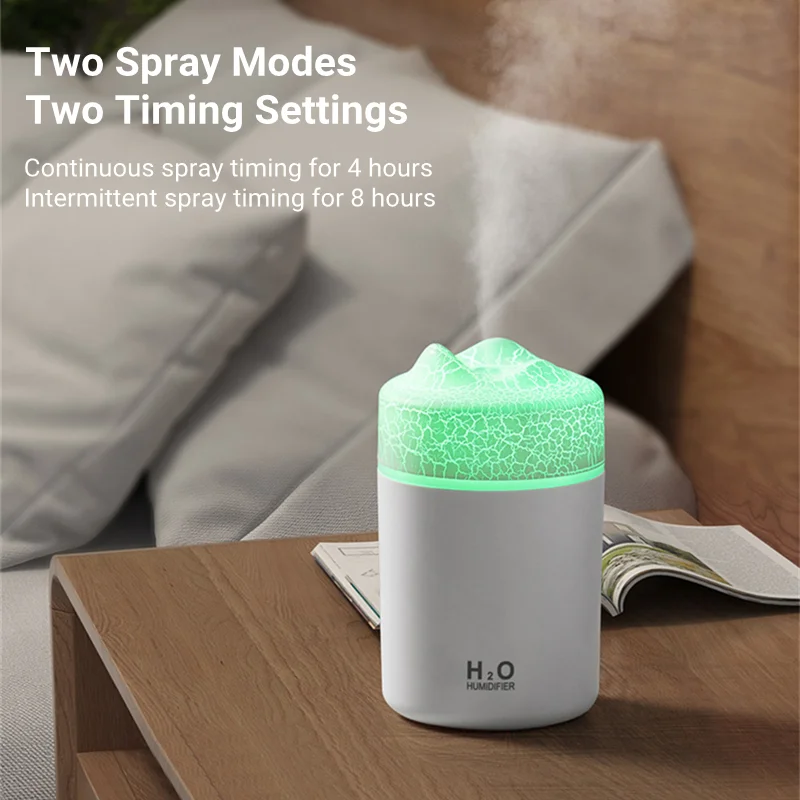300ML Volcano Air Humidifier USB Aromatherapy Essential Oil Diffuser with LED Light for Home Car Mute Mini Mist Maker Fogger
