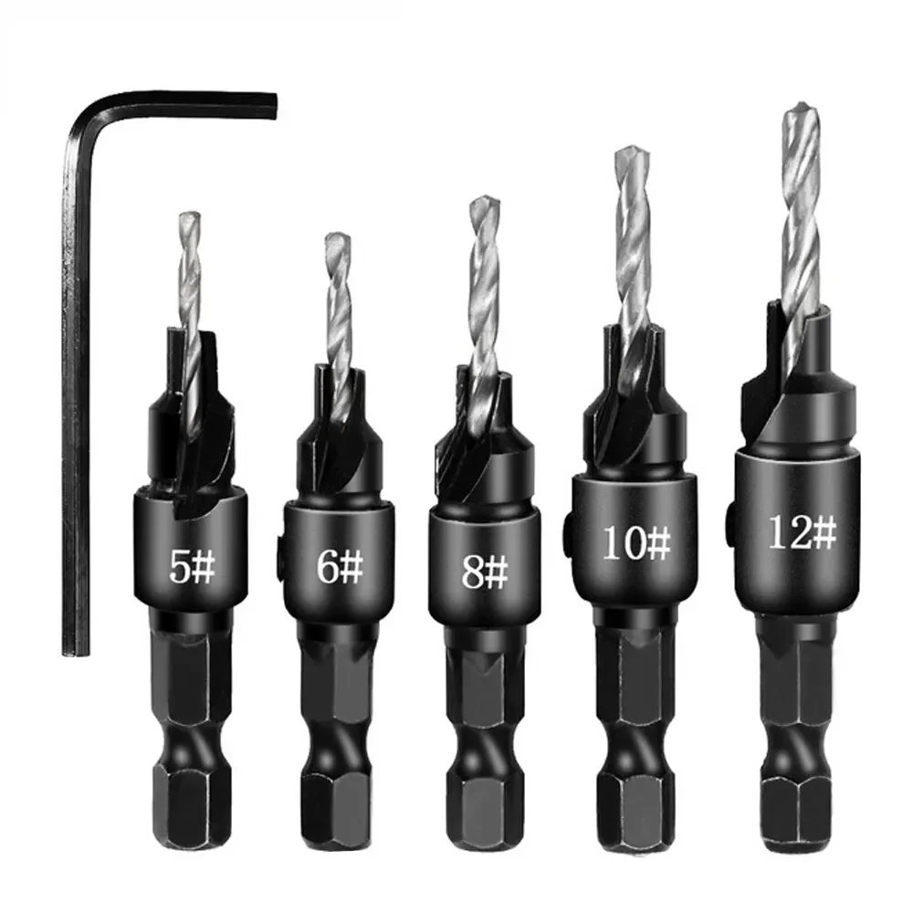 Tapper Hexagon Shank Screw Countersunk Drill Bit Hardware Tool Set