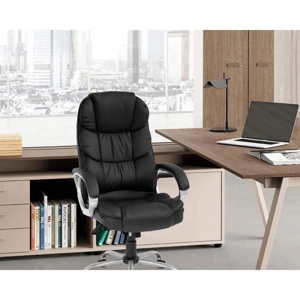 FDW Office Chair Computer High Back Adjustable Ergonomic Desk Chair Executive PU Leather Swivel Task Chair with Armrests