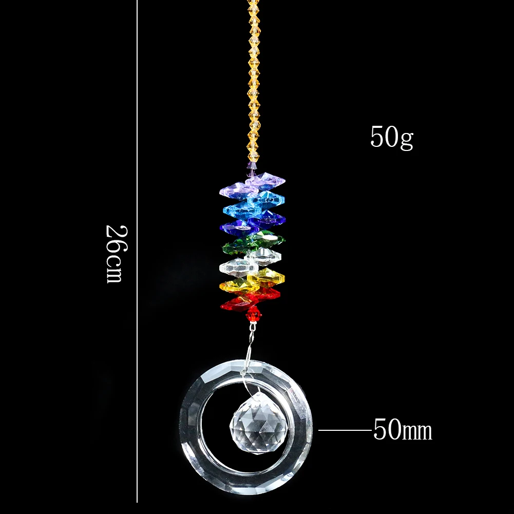 Muy Bien Chakra Rainbow Crystal Prism Sun Catcher Ball Pendulum Feng Shui Pendant Chandelier Parts DIY Hanging Home Garden Decor