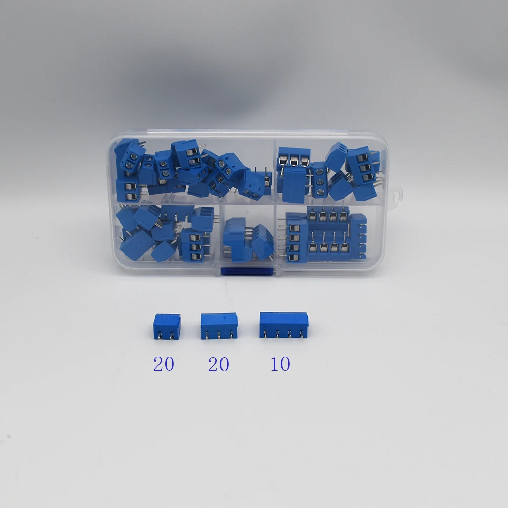 Pitch 5.0mm Straight Pin 2P 3P Screw PCB Terminal Block Connector 10A 24-18AWG 50 Pcs/BOX