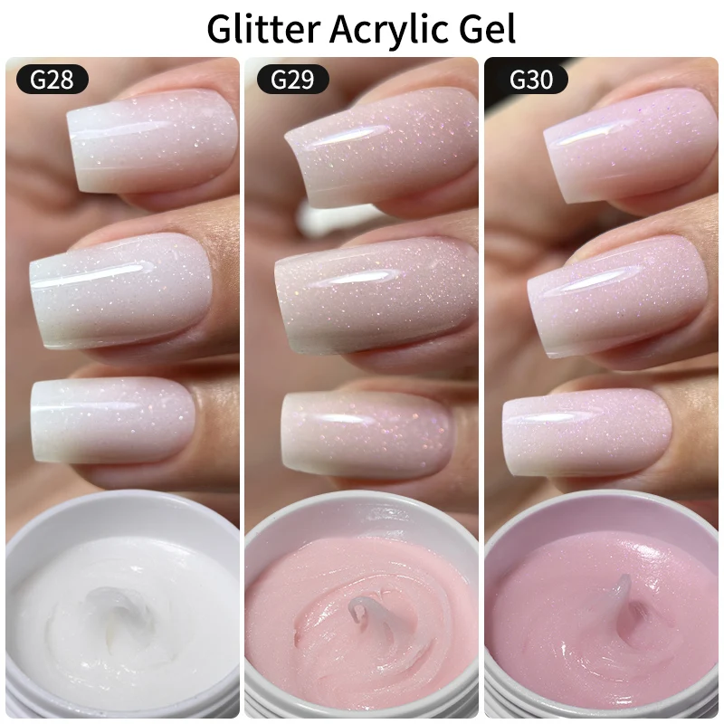 MSHARE 50g/250g Shimmer Pink White Acrylic Gel Glitter Shiny Extension Acryl Hard Gel Nails Sculpting Construction Professional 6
