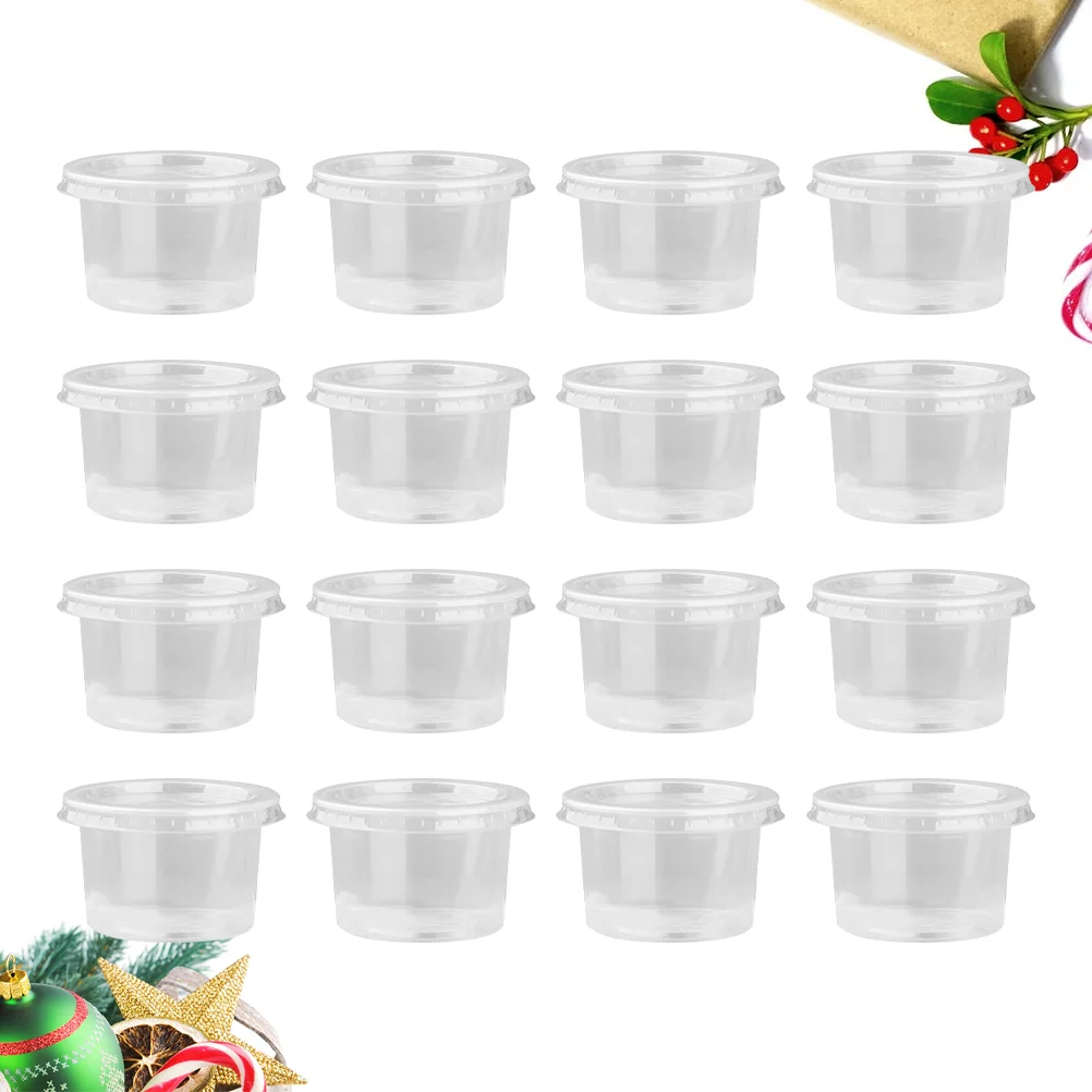 

100/50PCS Disposable Plastic Container Clear Portion Cups Bowls with Lids for Mousses Sauce Jelly Yogurt Home Supplied