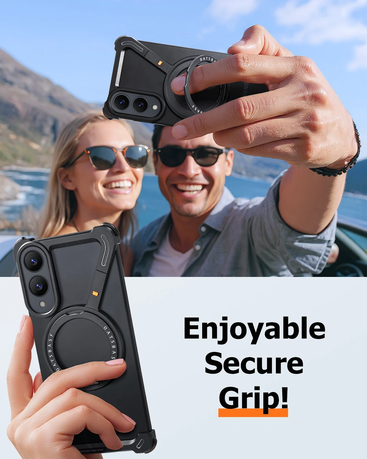 Eary Magnetic for Samsung Galaxy S25 Edge Phone Case with Magsafe Stand 360° Rotate A56 Metal Frame Shockproof Protector Cover