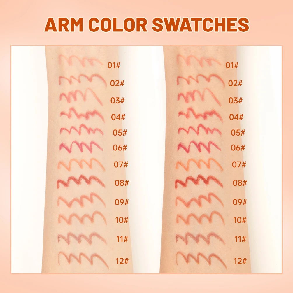 12Pcs/Set Matte Lip Liner Pencil Lip Outline Contouring Lasting Lipstick High Pigment Not Easy Fade Velvet Fine Lipliner
