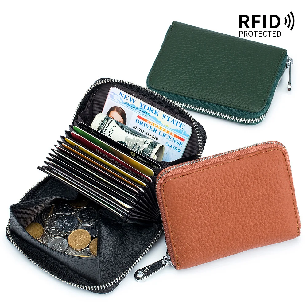 Customized New Japanese Coin Purse Zip Card Wallet Leather Rfid