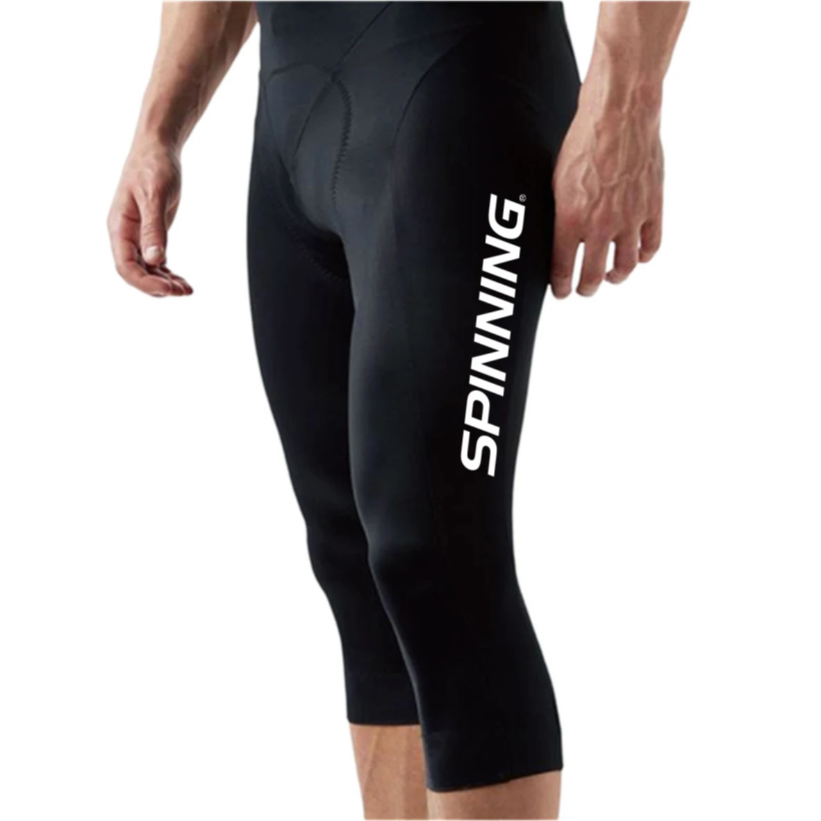 Spinning Cycling 3/4 White strap Bib Short MTB Bibs Knickers Cropped Bicycle Pants Road Bicycle Sport Tights Gel Pad Pants