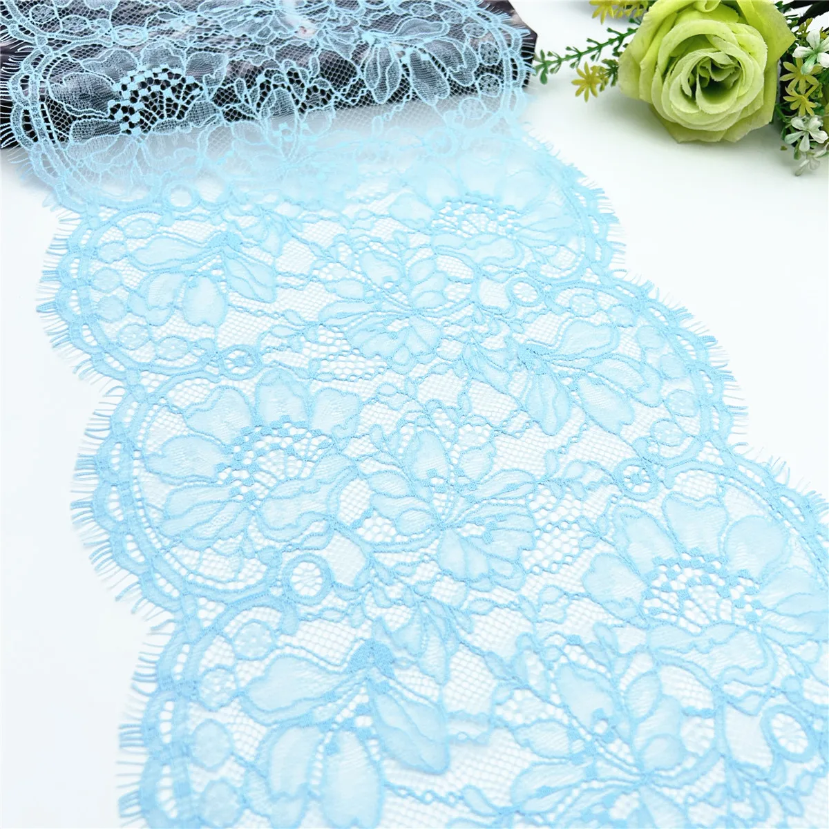 3y/lot Width 9 inch 23cm Sky Blue Underwear Lace Eyelash Trim Lingerie Sewing Craft DIY Apparel Fabric Bra Lace Non-Elastic 5