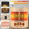 Far Infrared Wooden Sauna Room, 2-3 Person Home Sauna, Canadian Hemlock Indoor Corner Sauna Spa, 7 Low EMF Heaters, 2 Bluetooth 3