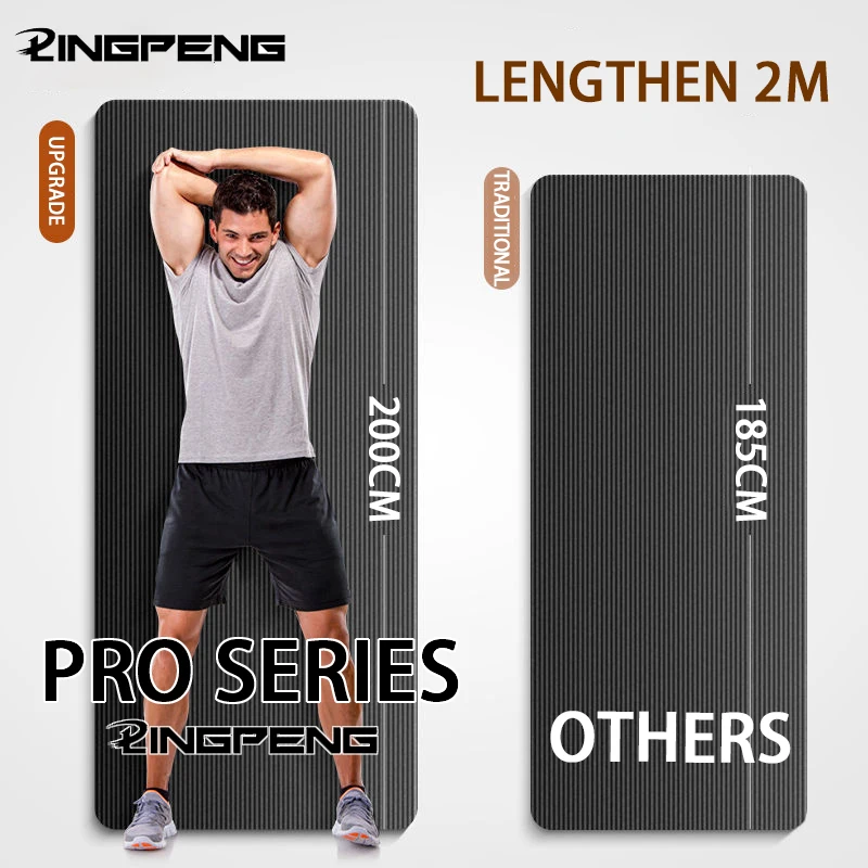 Yoga Mat Longer Thicken Non-Slip Men's Fitness Mat High Density Exercise Yoga Mats for Gym Home