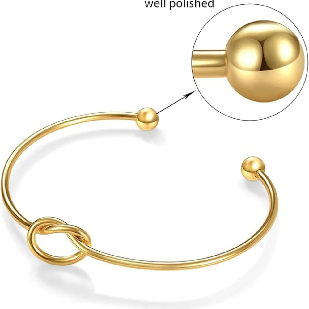 MEDFOLY Adjustable Gold Bangle Bracelet for Women 14K Gold Plated Forever Love Knot Infinity Bangle Bracelets Jewelry Gift 3