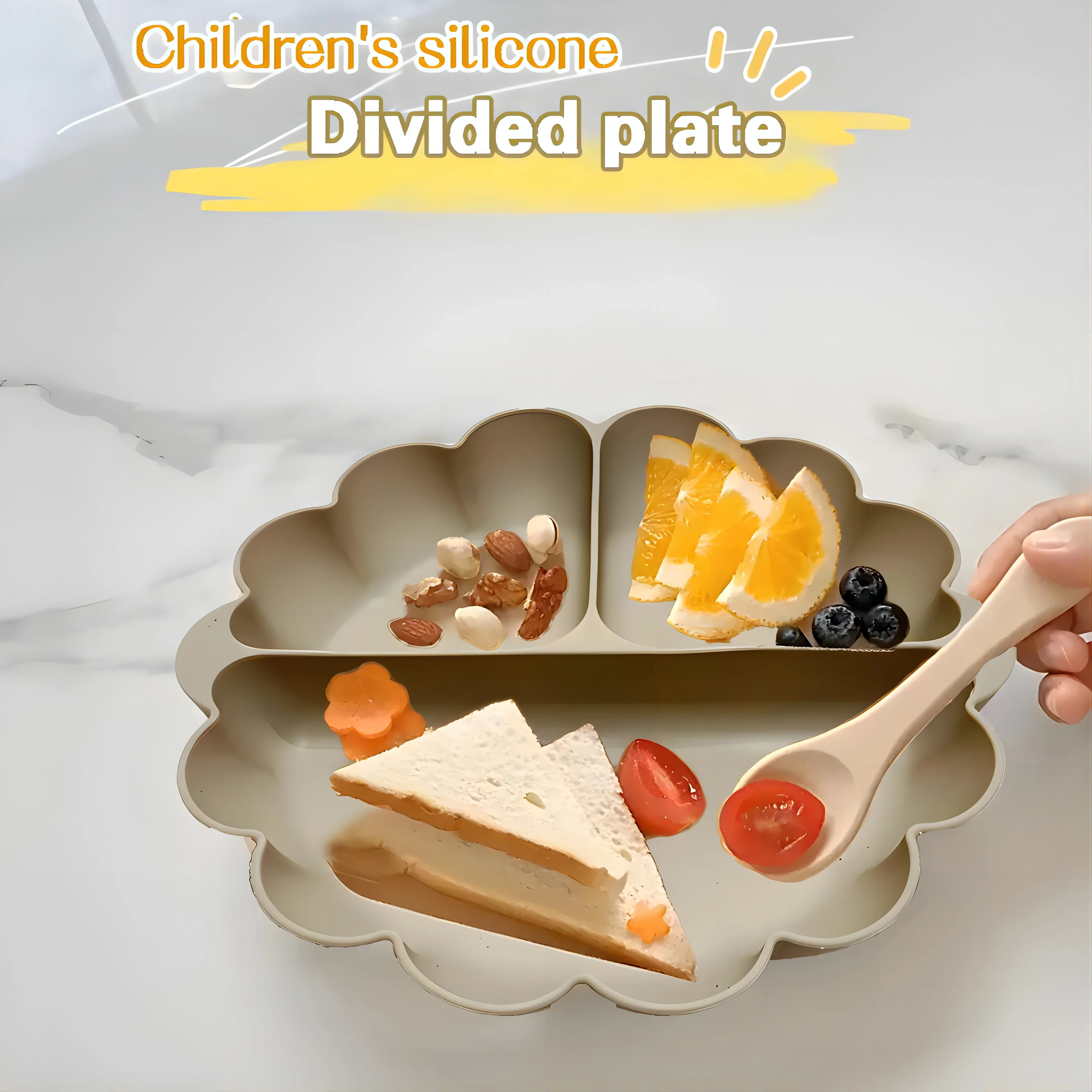 Children's silicone tableware strong suction plate baby eating feeding training bowl environmental protection easy to clean 4