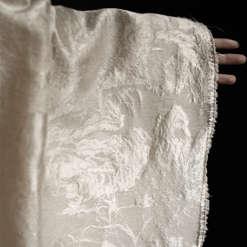 Dark-textured Glossy Jacquard Wrinkled Cotton Linen Fabric Vintage Hard Silhouette Clothing Designer Fabric