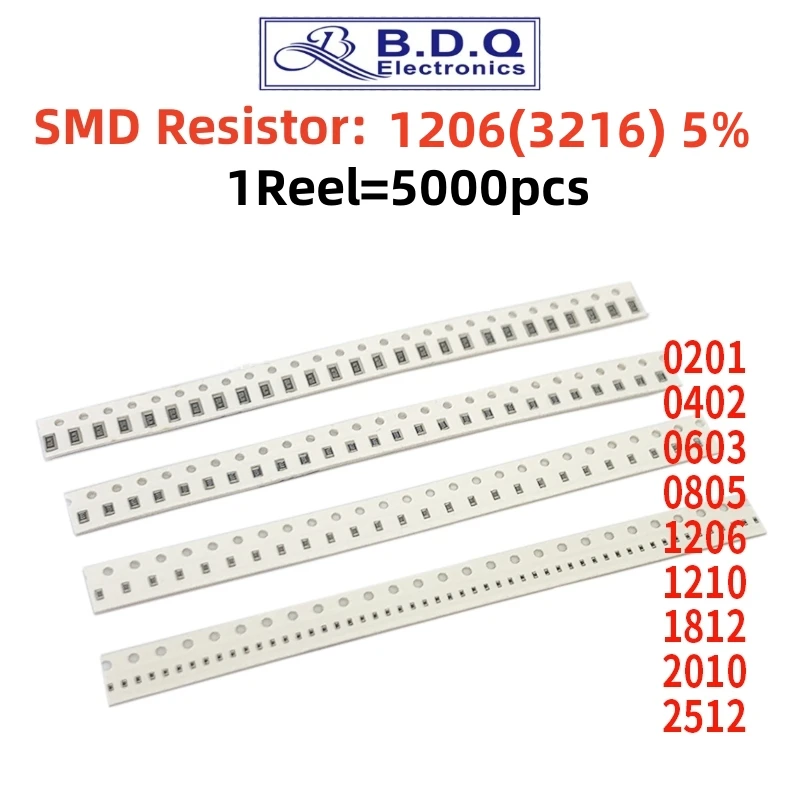 5000Pcs 1206 0R ~ 10M SMD Resistor 1/2W 0 1 10 100 150 220 330 ohm 1K 2.2K 10K 100K 0R 1R 10R 100R 150R 220R 330R ohm 5% 100pcs lot 1 4w 1% metal film resistor 1r 1m 100r 220r 330r 1k 1 5k 2 2k 3 3k 4 7k 10k 22k 47k 100k 100 220 330 2k2 3k3 4k7 ohm