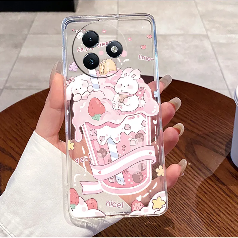 Clear Case with Cute Love Rabbit Cartoon - Luxury Soft Silicone TPU Cover